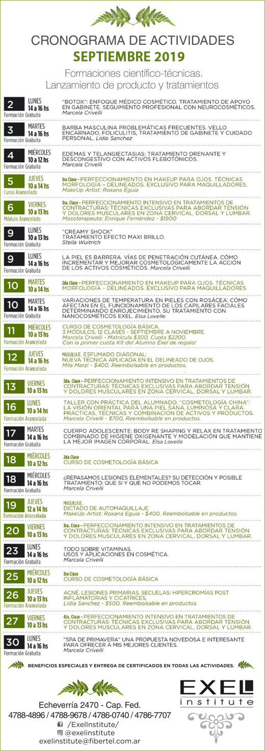 EXEL INSTIUTE: PROGRAMACION SEPTIEMBRE 2019